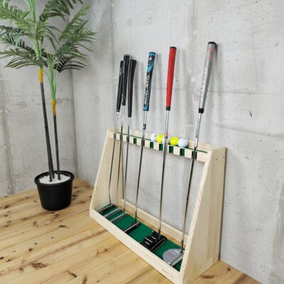 WOOD WORKS ゴルフクラブスタンド パターラック10本用 【本体カラー:ナチュラル】