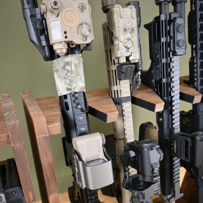 WOOD WORKS ガンラック ライフルスタンド 3丁掛【本体:ブラウン】