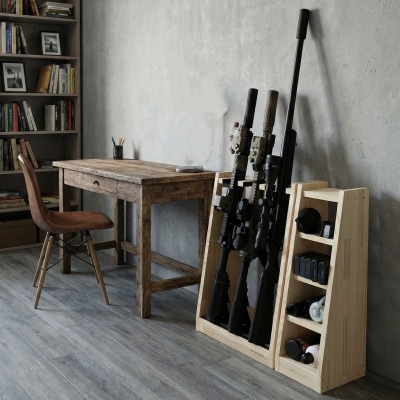 WOOD WORKS ガンラック ライフルスタンド 3丁掛【本体:ナチュラル】