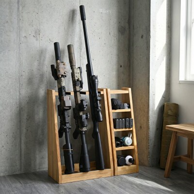 WOOD WORKS ガンラック ライフルスタンド 3丁掛【本体:ライトブラウン】