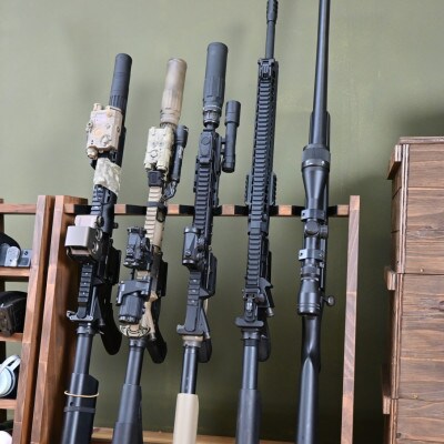 WOOD WORKS ガンラック ライフルスタンド 5丁掛【本体:ブラウン】