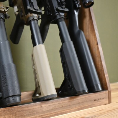 WOOD WORKS ガンラック ライフルスタンド 5丁掛【本体:ブラウン】