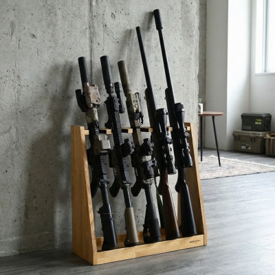 WOOD WORKS ガンラック ライフルスタンド 5丁掛【本体:ライトブラウン】