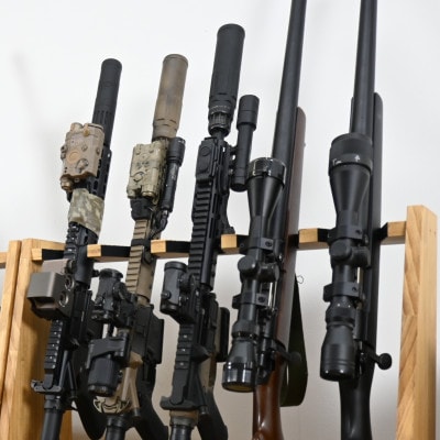 WOOD WORKS ガンラック ライフルスタンド 5丁掛【本体:ライトブラウン】