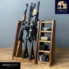 WOOD WORKS  ライフルスタンド 3丁掛+マガジンラックセット【本体:ブラウン】