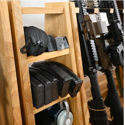 WOOD WORKS ライフルスタンド 3丁掛+マガジンラックセット【本体:ライトブラウン】