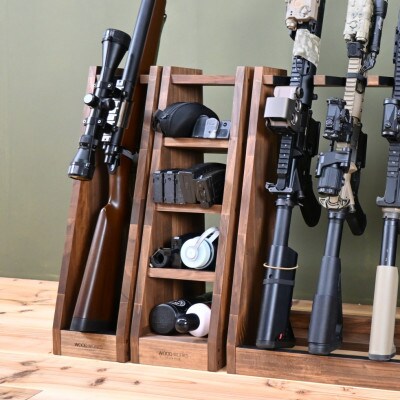 WOOD WORKS マガジン ( 弾倉 ) ラック 4段【本体:ブラウン】