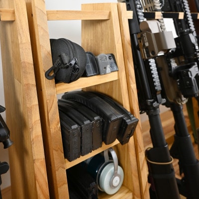 WOOD WORKS マガジン ( 弾倉 ) ラック 4段【本体:ライトブラウン】