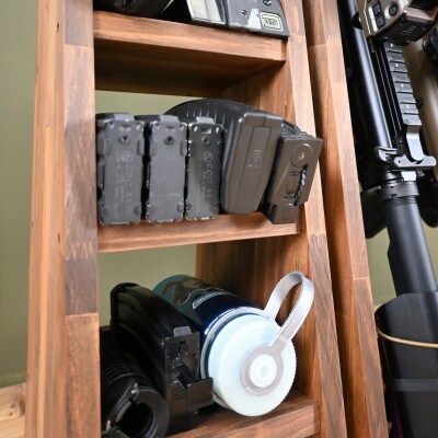 WOOD WORKS ライフルスタンド 1丁掛+マガジンラックセット【本体:ブラウン】