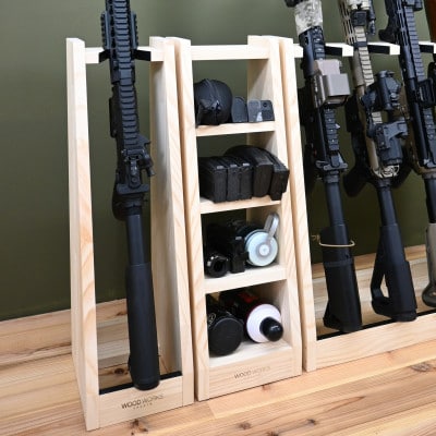 WOOD WORKS ライフルスタンド 1丁掛+マガジンラックセット【本体:ナチュラル】
