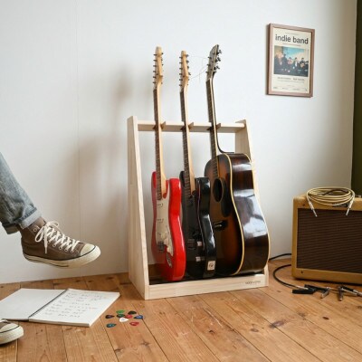 WOOD WORKS ギタースタンド エレキギター・ベース用3本掛【本体:ナチュラル】