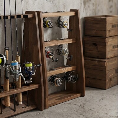 WOOD WORKS リールスタンドBタイプ/Mサイズ【本体カラー:ブラウン】