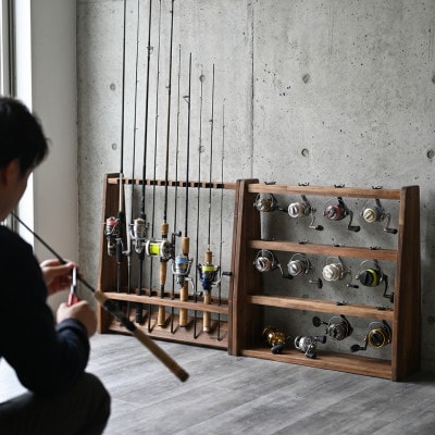 WOOD WORKS リールスタンドBタイプ/Lサイズ【本体カラー:ブラウン】