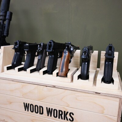 WOOD WORKS ハンドガンスタンド 5丁掛【ナチュラル】