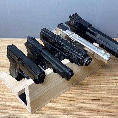 WOOD WORKS ハンドガンスタンド 5丁掛【ナチュラル】2個セット!