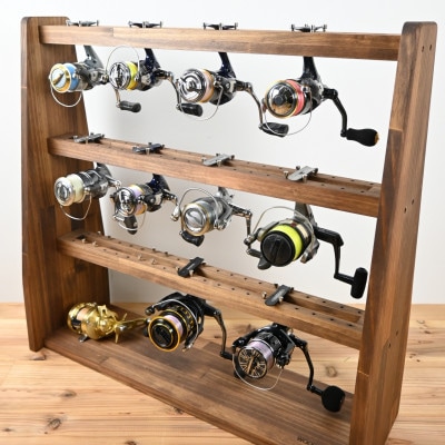 ロッドスタンド両面19本掛け+リールスタンド両面Lサイズ /本体:ブラウン　フェルト:ブラック