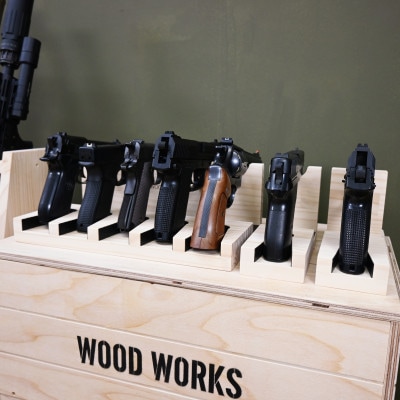 WOOD WORKS 日本製 ガンスタンド 1丁掛 3個セット【本体カラー:ナチュラル】