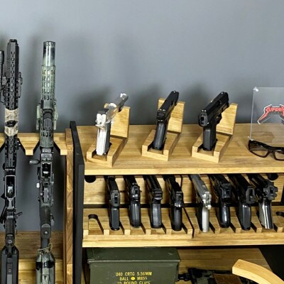 WOOD WORKS 日本製 ガンスタンド 1丁掛 3個セット【本体カラー:ライトブラウン】