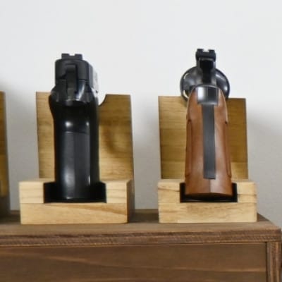 WOOD WORKS 日本製 ガンスタンド 1丁掛 3個セット【本体カラー:ライトブラウン】