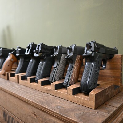 WOOD WORKS 日本製 ガンスタンド 1丁掛【本体カラー:ブラウン】