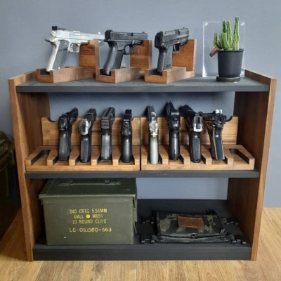 WOOD WORKS 日本製 ガンスタンド 1丁掛【本体カラー:ブラウン】