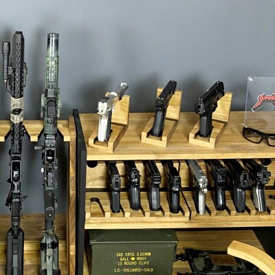 WOOD WORKS 日本製 ガンスタンド 1丁掛【本体カラー:ライトブラウン】