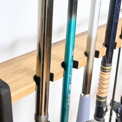 WOOD WORKS ロッドスタンド10本掛け　ライトブラウン×ブラックウッド