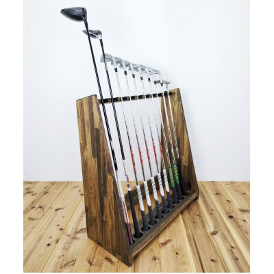 WOODWORKS　ゴルフクラブスタンド10本掛け　【本体カラー:ダークブラウン】
