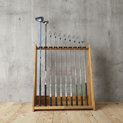 WOODWORKS　ゴルフクラブスタンド10本掛け　【本体カラー:ライトブラウン】