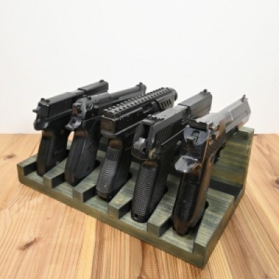 WOOD WORKS ハンドガンスタンド 5丁掛【ミリタリーグリーン】2個セット!