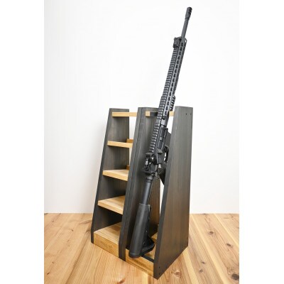 WOOD WORKS ライフルスタンド 1丁掛【本体:ライトブラウン×ブラックウッド】