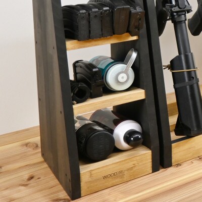 WOOD WORKS マガジン ( 弾倉 ) ラック 4段【本体:ライトブラウン×ブラックウッド】