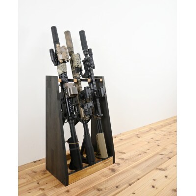 WOOD WORKS ガンラック ライフルスタンド 3丁掛【本体:ライトブラウン×ブラックウッド】