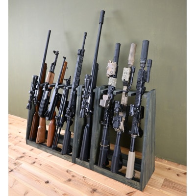 WOOD WORKS ガンラック ライフルスタンド 5丁掛【本体:ミリタリーグリーン】