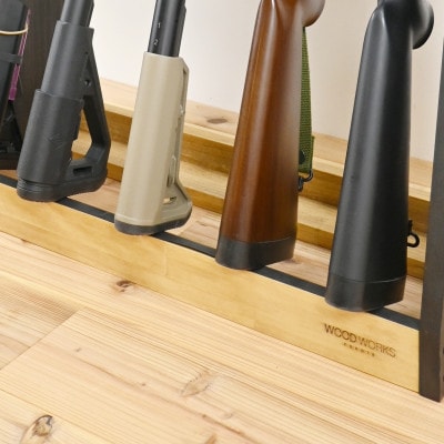 WOOD WORKS ガンラック ライフルスタンド 5丁掛【本体:ライトブラウン×ブラックウッド】