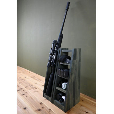 WOOD WORKS ライフルスタンド 1丁掛+マガジンラックセット【本体:ミリタリーグリーン】