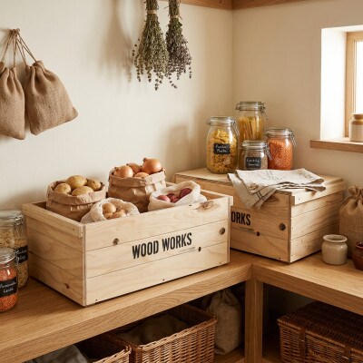 WOODWORKS　ヴィンテージ風 木箱 蓋なしタイプ【カラー:ナチュラル】