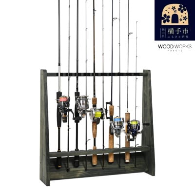 WOOD WORKS ロッドスタンド10本掛け　本体カラー:ミリタリーグリーン