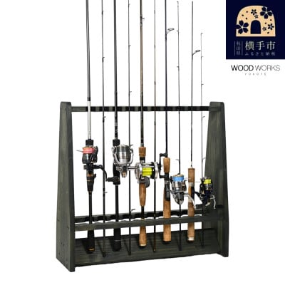 WOOD WORKS ロッドスタンド19本掛け　本体カラー:ミリタリーグリーン