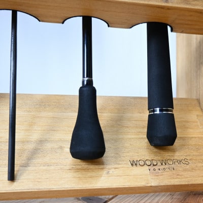 WOOD WORKS ロッドスタンド20本掛け 本体カラー:ライトブラウン×ブラックウッド