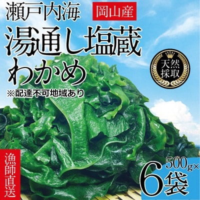 湯通し塩蔵 瀬戸内 わかめ 500g×6袋【岡山 瀬戸内海 天然 塩蔵】[No.5735-1284]