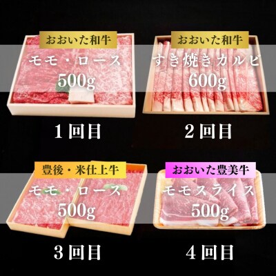 牛すき 定期便 全4回 モモ ロース ブリスケ 食べ比べ スライス