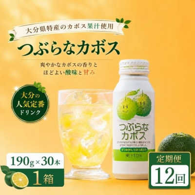 【12ヶ月定期便】つぶらなかぼす(190ml×30本) 1ケース 計12回