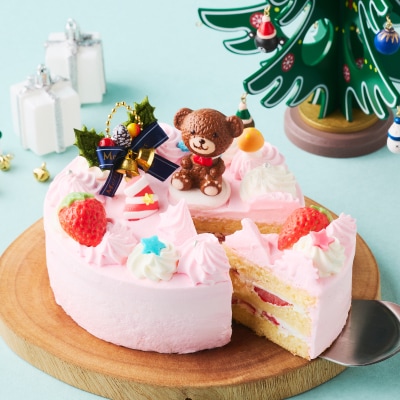 【いちごのクリスマスケーキ】日時指定可 くまさんのクリスマスケーキ [125L09]