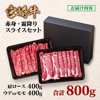 宮崎牛　赤身&霜降りスライス800g(400g×2)A4等級以上　ya[2651]