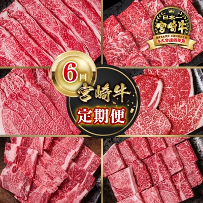宮崎牛6回定期便A4等級以上　焼肉&ステーキ&スライス&サイコロステーキya[2949]