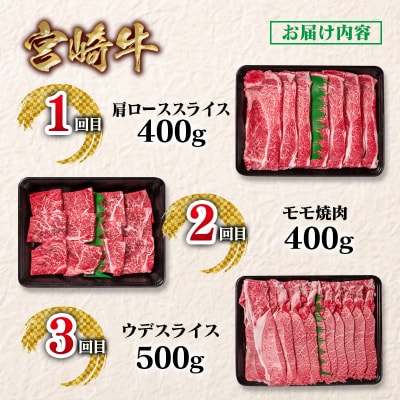 宮崎牛6回定期便A4等級以上　焼肉&ステーキ&スライス&サイコロステーキya[2949]