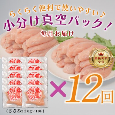 国産 よさこい尾鶏 鶏ささみ 定期便 毎回2.2kg×12回 天皇杯受賞 高たんぱく 低脂質 サラダ