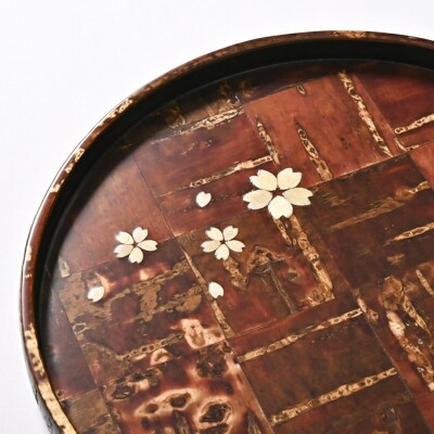 角館樺細工《樺細工 八柳》 丸 茶盆 小 角館工芸協同組合|02_kdk-932301