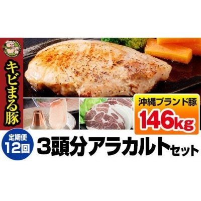 【定期便:12回】沖縄キビまる豚3頭分アラカルトセット(約146kg)